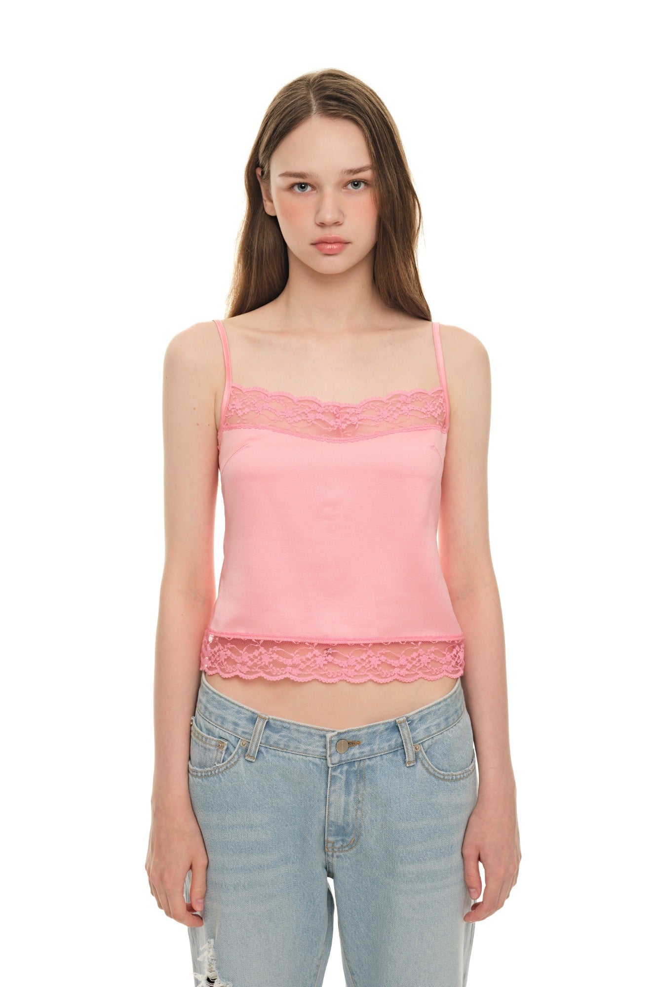 LACE TRIM SLIP CAMISOLE (PINK)