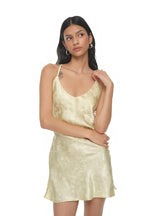 OPEN BACK MINI SLIP DRESS (LIME)