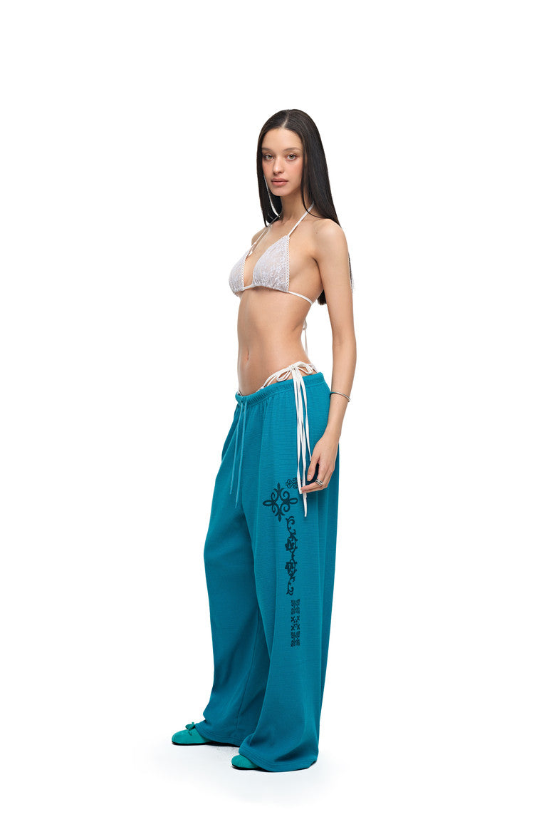 LEO WAFFLE PANTS (TEAL)