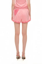 ASYMMETRIC LACE TRIM SLIP SHORTS (PINK)