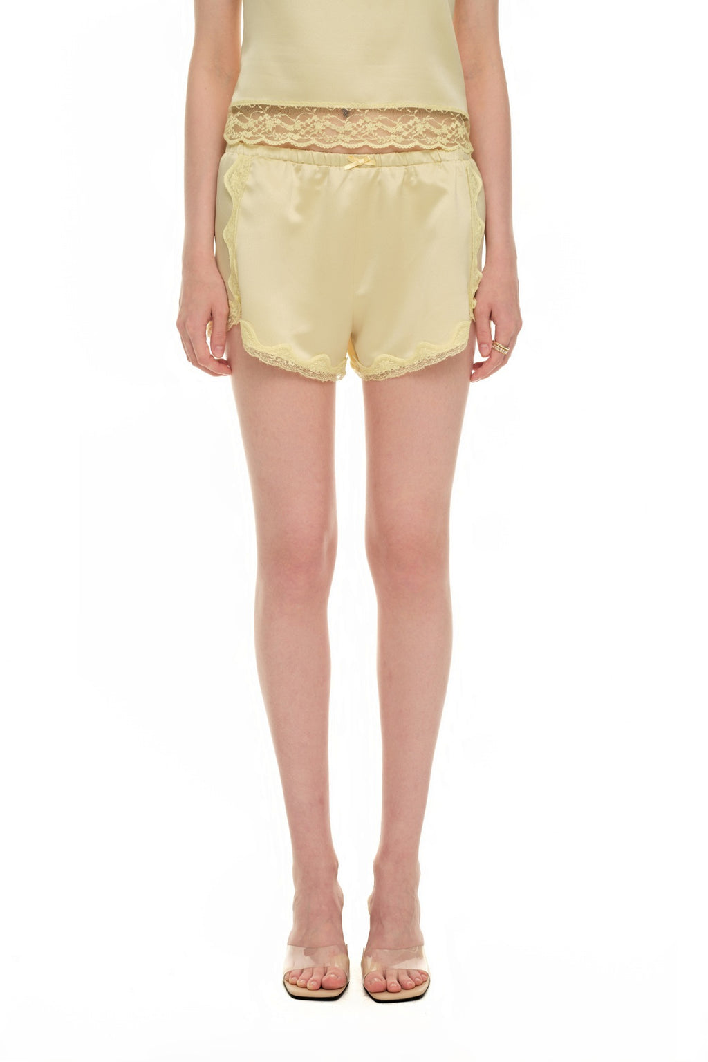 LACE TRIM SLIP SHORTS (YELLOW)