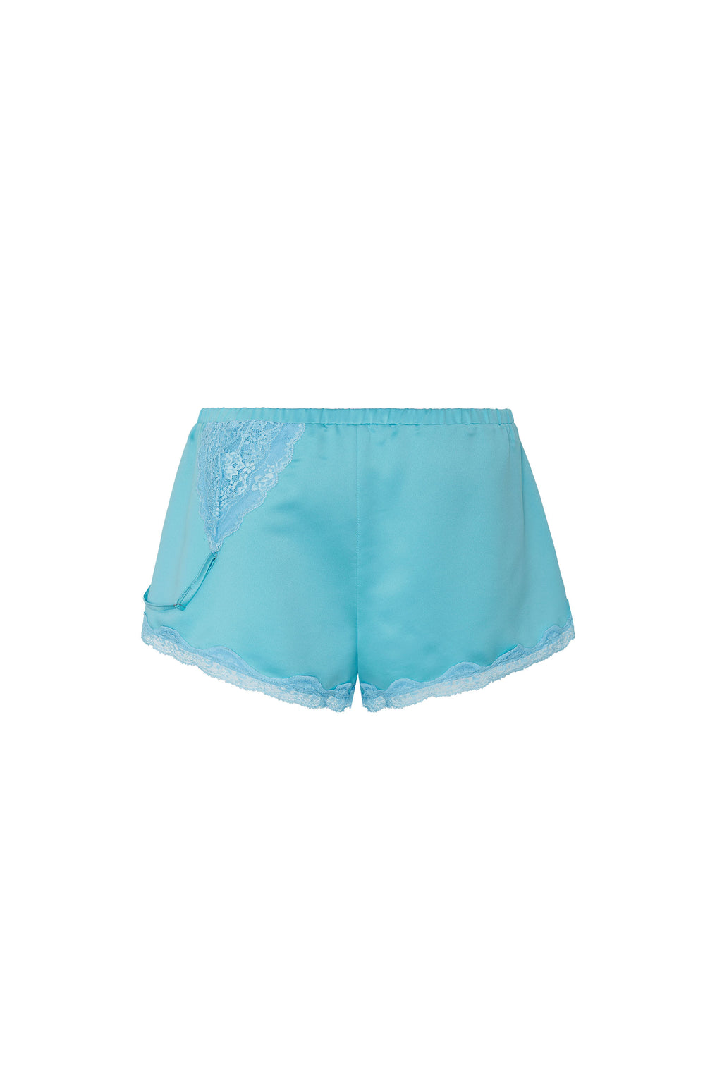 ASYMMETRIC LACE TRIM SLIP SHORTS (BLUE)