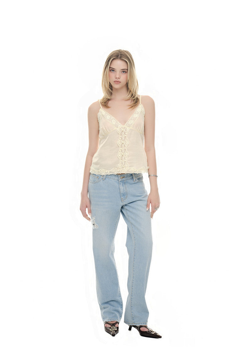 LACE SLIP SLEEVELESS TOP (YELLOW)