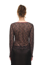 METALLIC FLORAL 02 KEYHOLE TIE TOP (RED) - 8