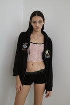 LACE RIBBED MICRO SHORTS (BLACK)