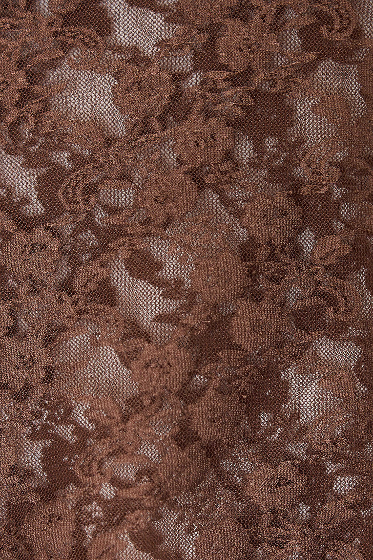 LACE BUTTON TOP (BROWN)