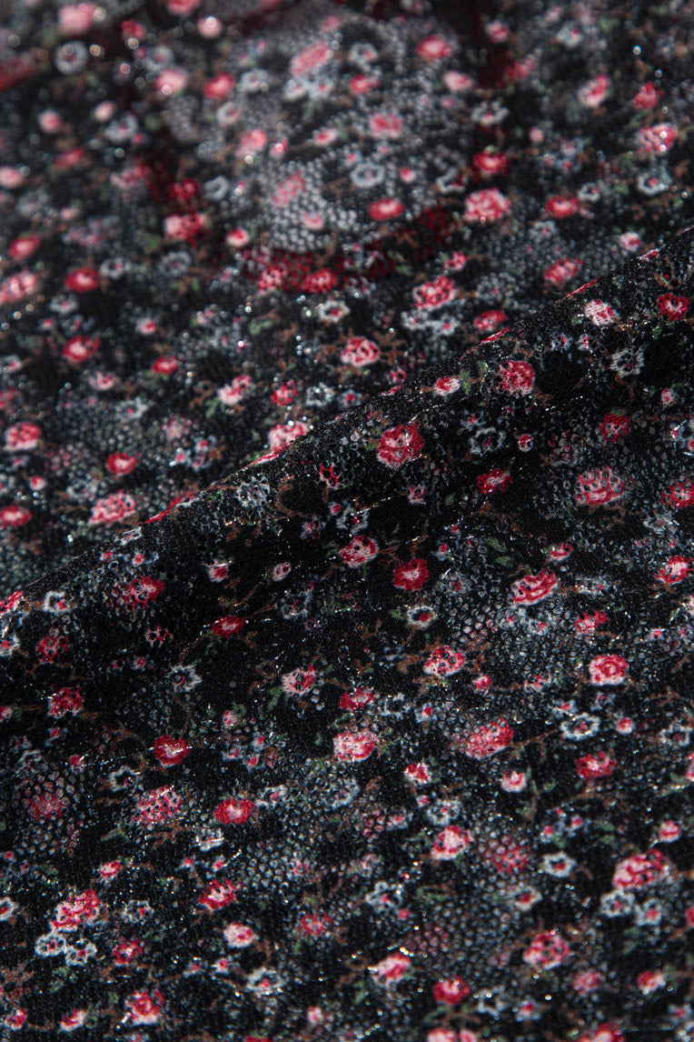 METALLIC FLORAL 02 KEYHOLE TIE TOP (RED) - 11