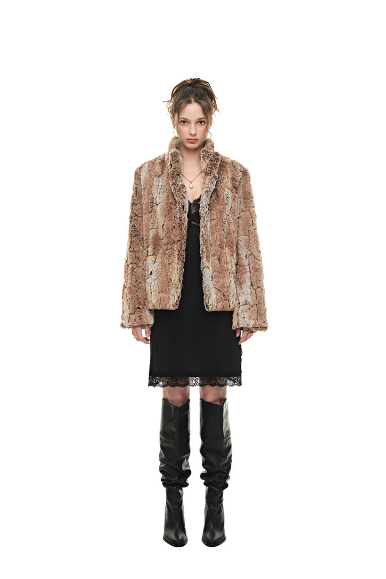 REGULAR FIT FUR JACKET (QUILTED YELLOW) - 2