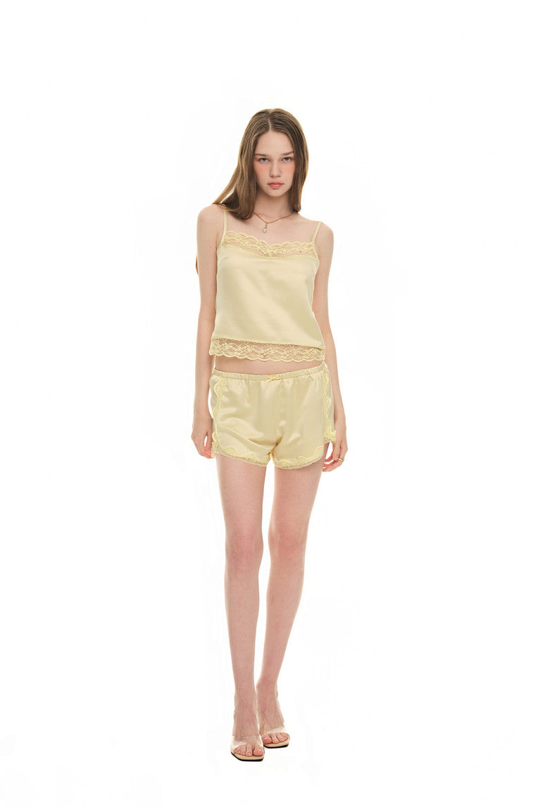 LACE TRIM SLIP SHORTS (YELLOW)