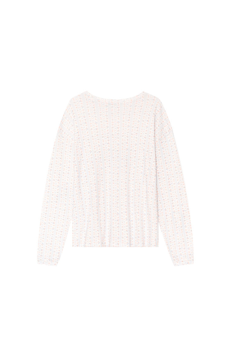 WALLPAPER POINTELLE LONG SLEEVE T-SHIRT (WHITE)
