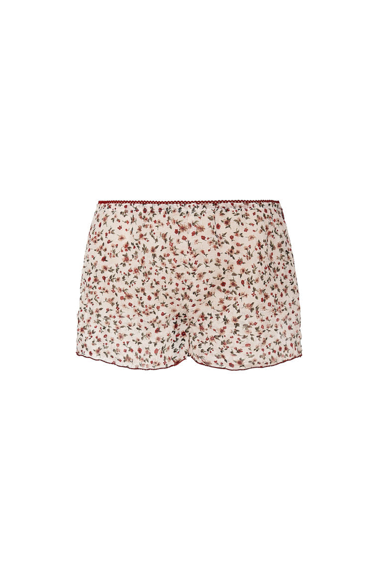 FLORAL MICRO SHORTS (IVORY)