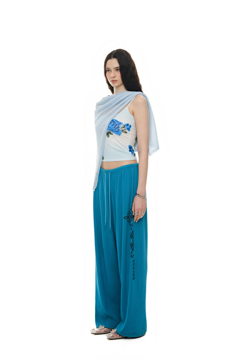 SHEER LINEN KNIT SHAWL (LIGHT BLUE)