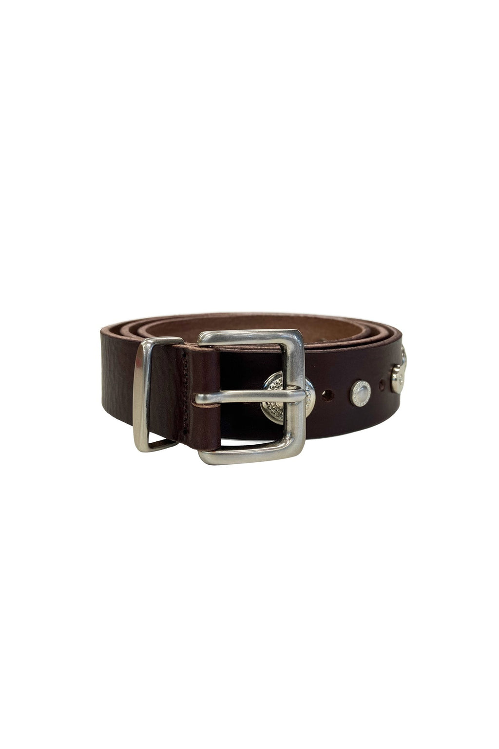 STUDDED LEATHER BELT (BROWN)