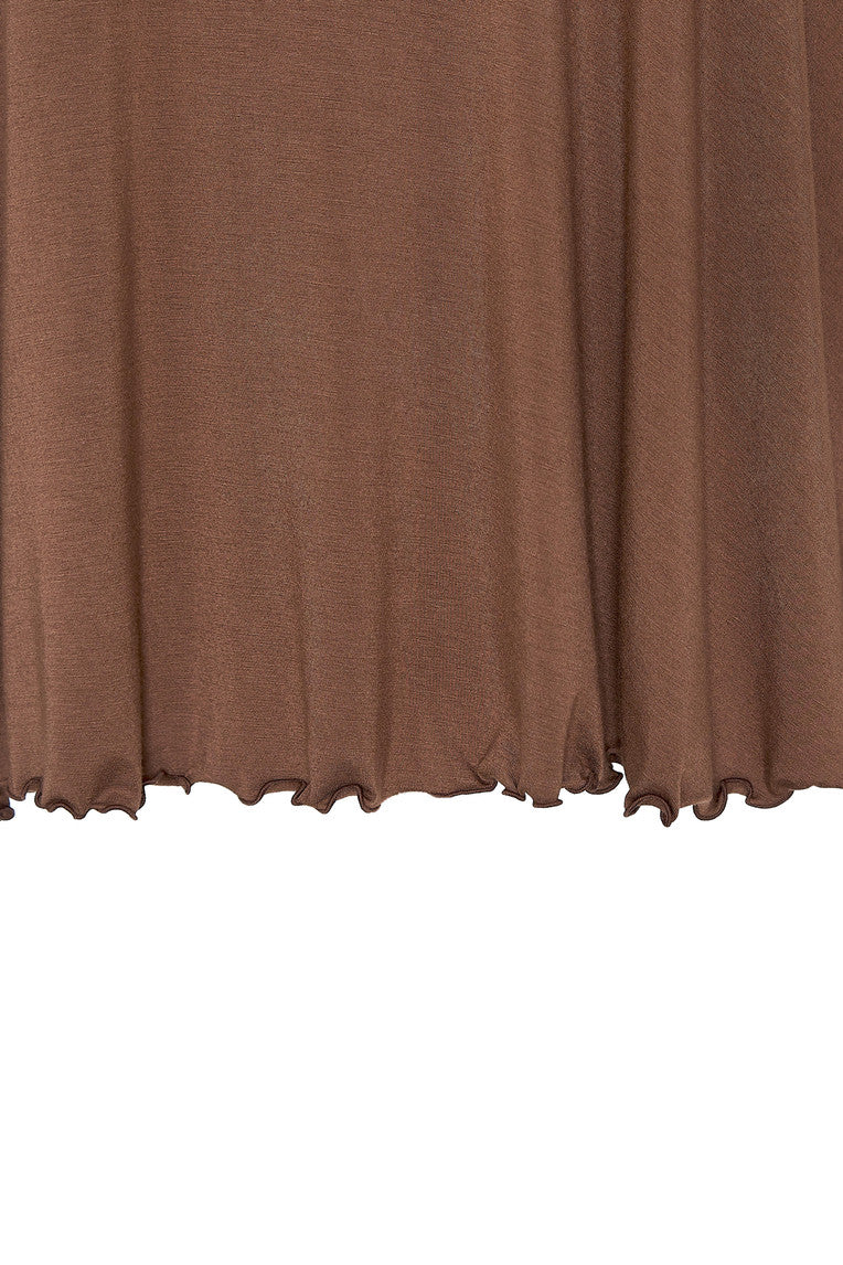 SLIT MIDI SKIRT PANTS (BROWN)