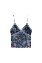 [Ships June 5] METALLIC FLORAL 03 LACE CAMI TOP (NAVY)