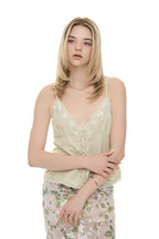 LACE SLIP SLEEVELESS TOP (LIGHT GREEN)
