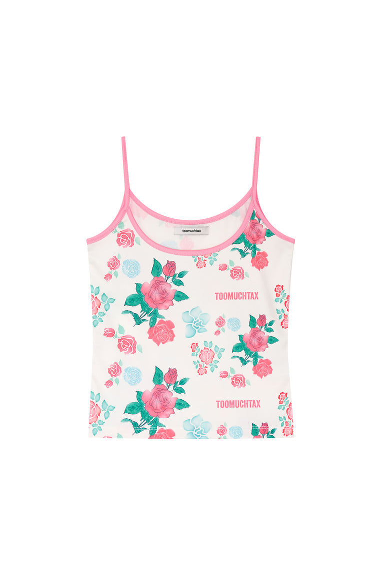 ROSE STENCIL SLEEVELESS TOP (RED)