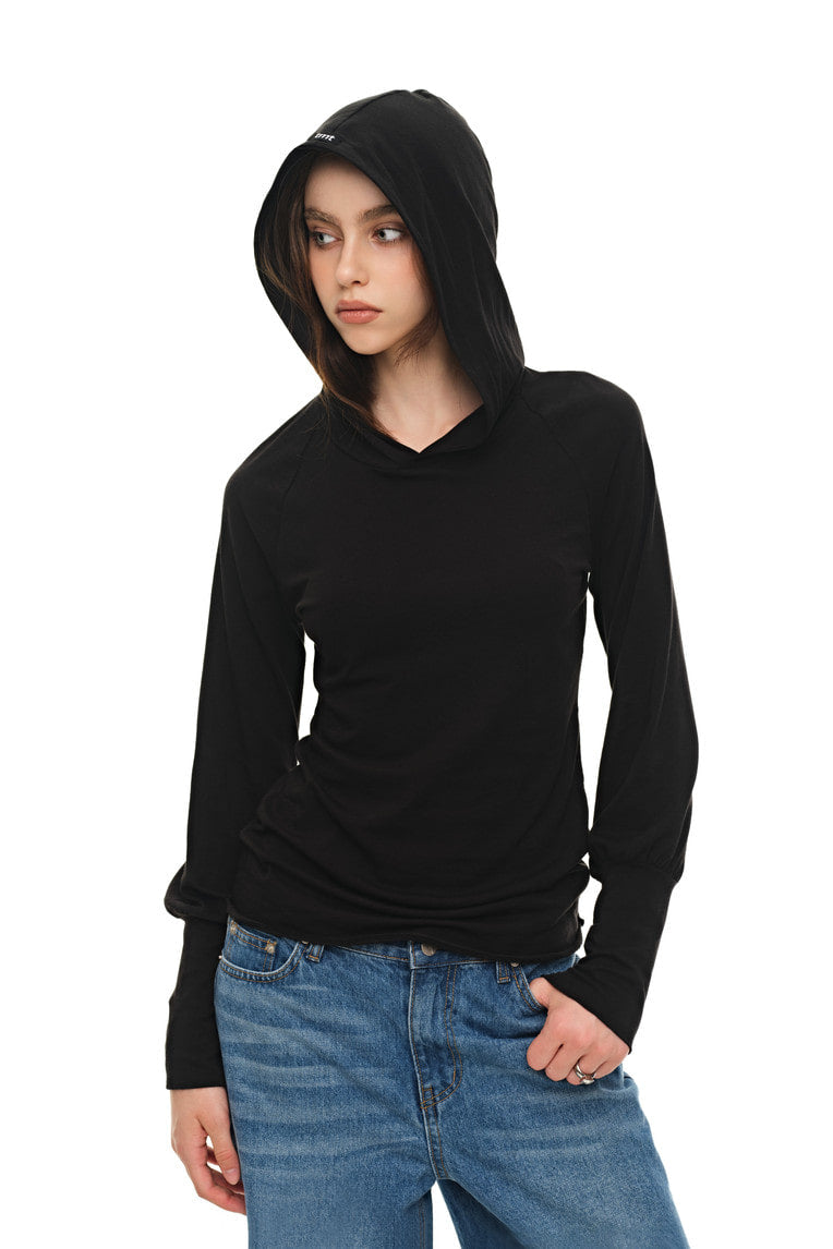 SHEER SLIM-FIT HOODIE (BLACK)