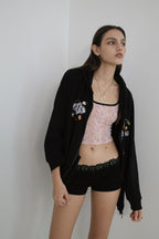 LACE RIBBED MICRO SHORTS (BLACK)