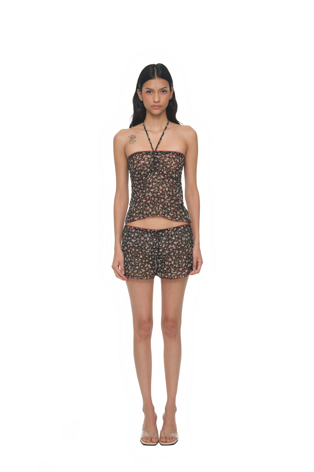 FLORAL MICRO SHORTS (BLACK)