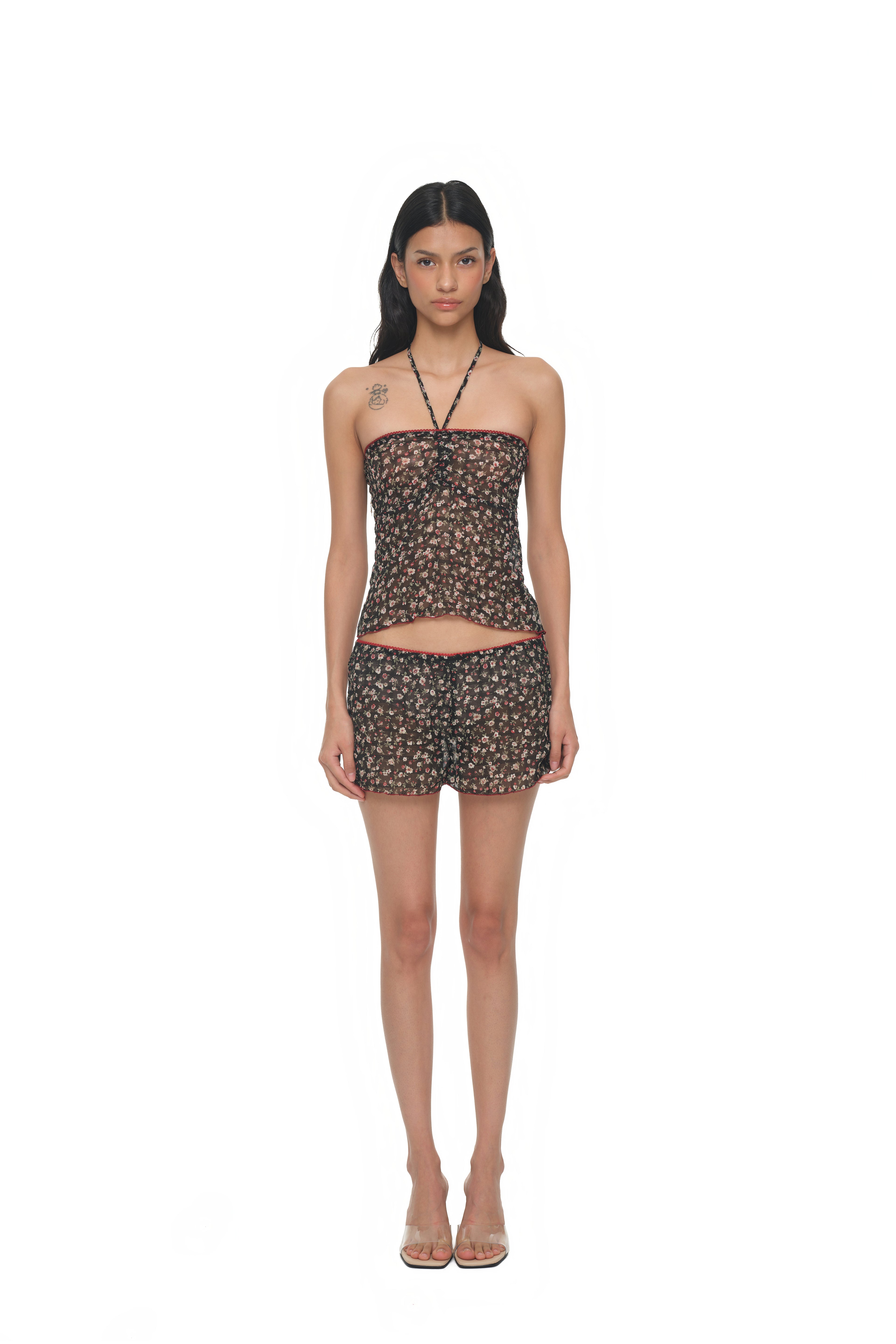 FLORAL MICRO SHORTS (BLACK)