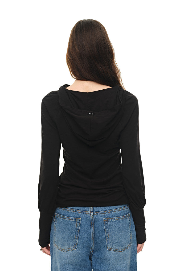 SHEER SLIM-FIT HOODIE (BLACK)