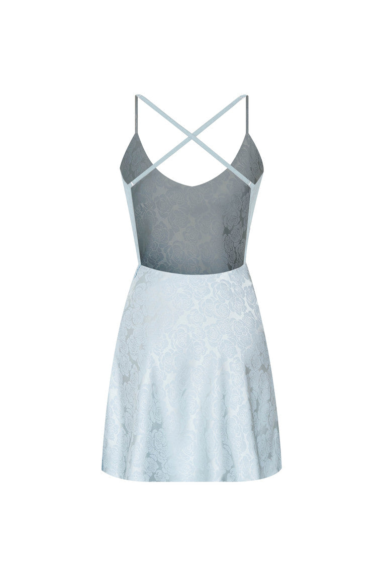 OPEN BACK MINI SLIP DRESS (LIGHT BLUE)