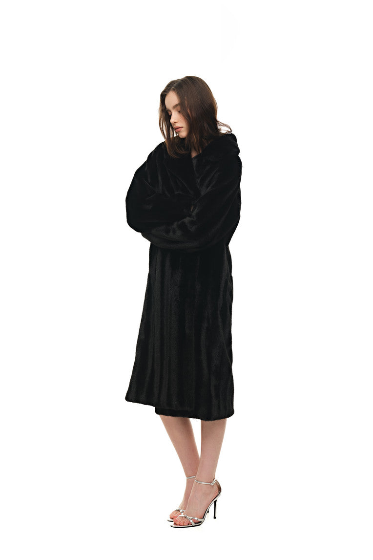 FAUX FUR LONG COAT (BLACK) - 6