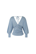 DEEP V-NECK SHIRRING TOP (LIGHT BLUE)