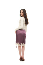 LACE TRIM GARTER MIDI SKIRT (PURPLE)