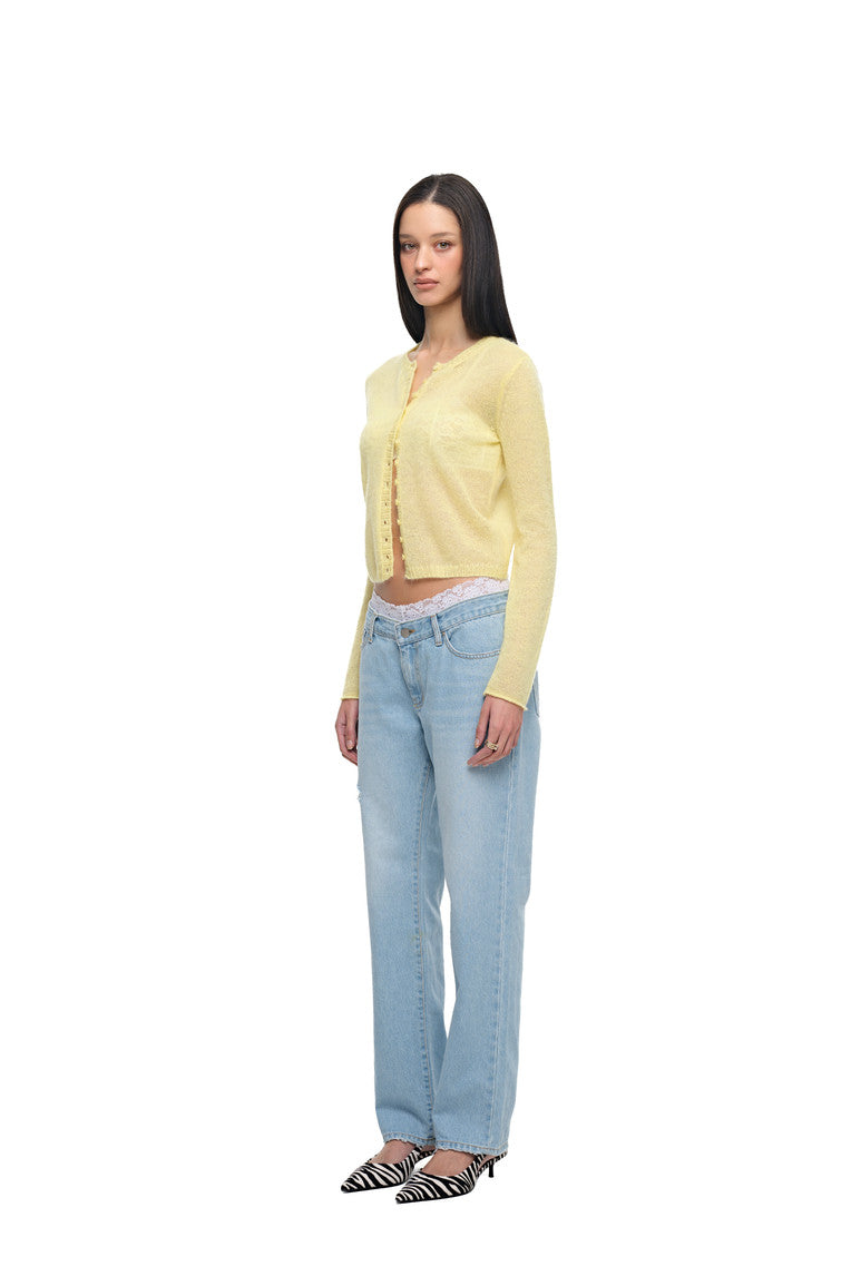 MOHAIR SLIM-FIT CARDIGAN (LEMON)