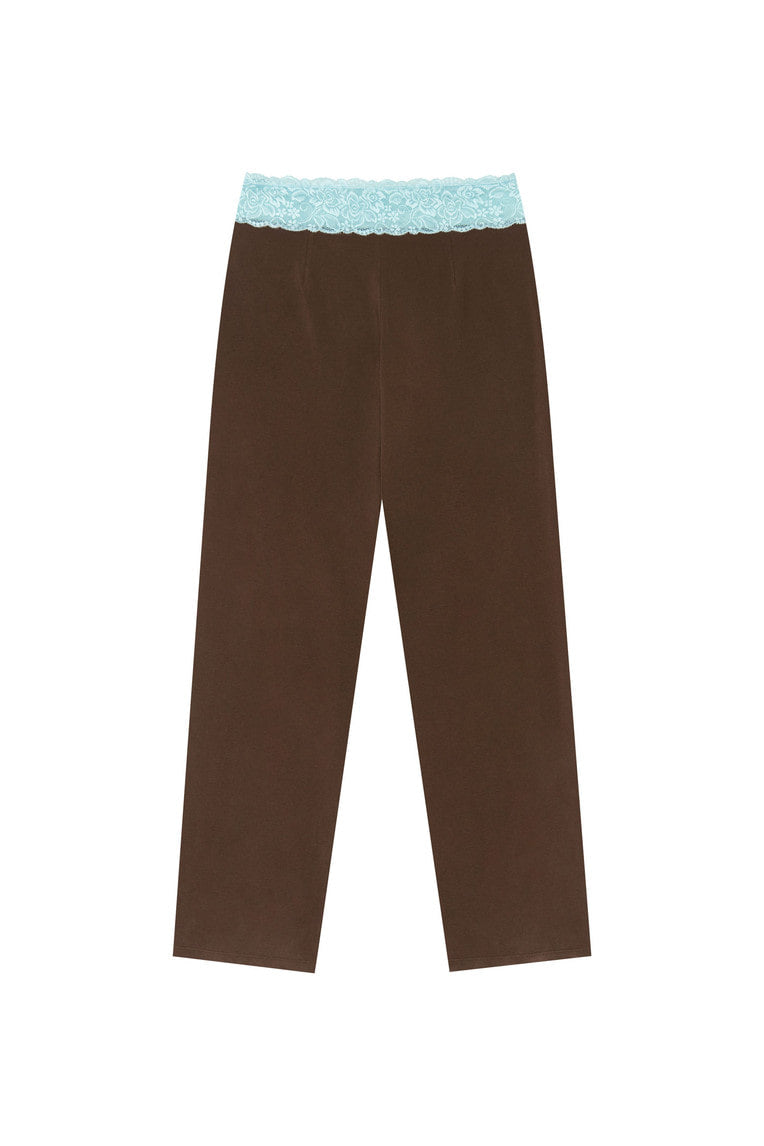 LACE POINT LOOSE-FIT PANTS (BROWN)