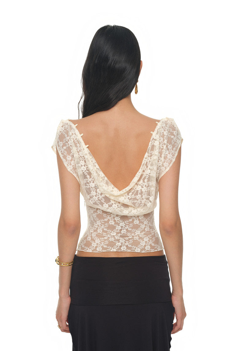 [Ships June 12] LACE BUTTON TOP (IVORY)