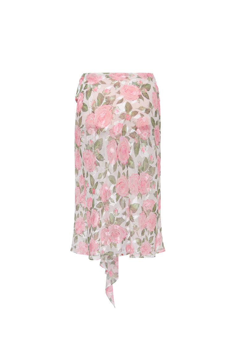 ROSE FLAIR MIDI SKIRT (PINK)
