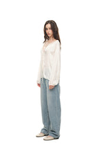 FRILL TRIM TIE BLOUSE (IVORY)