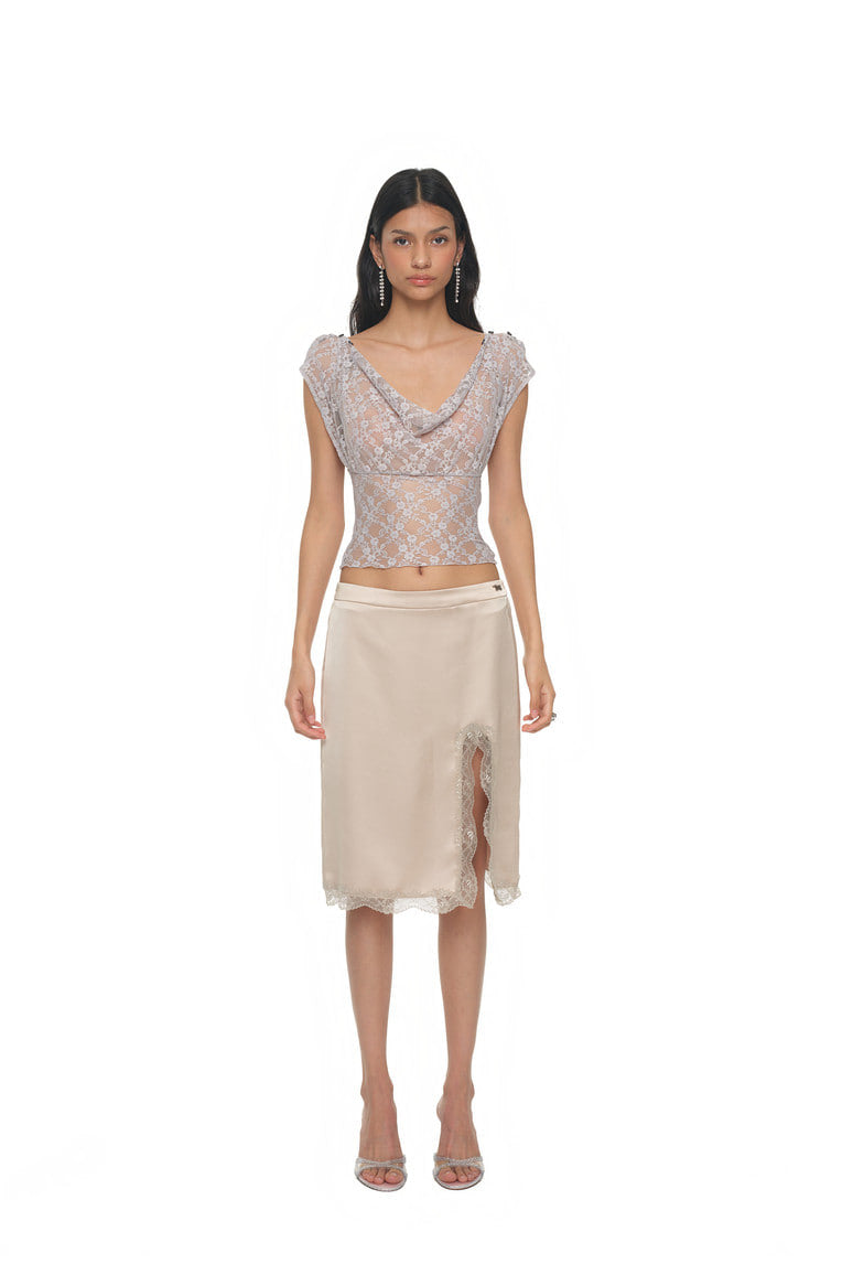 LACE BUTTON TOP (LIGHT GREY)