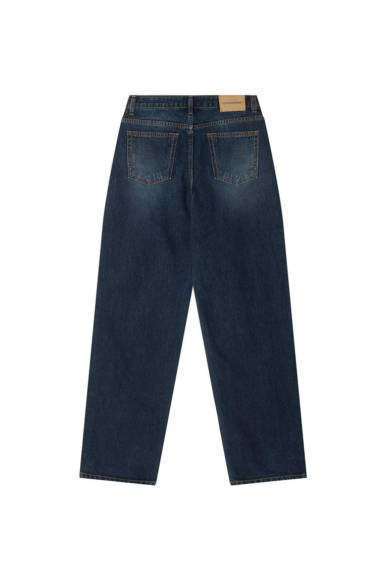LOW RISE LOOSE-FIT JEANS (DARK BLUE)