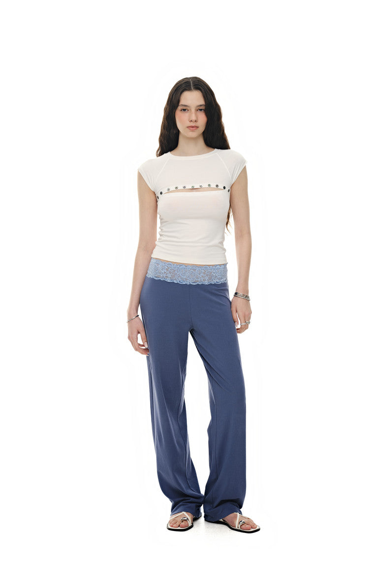 LACE POINT LOOSE-FIT PANTS (BLUE)
