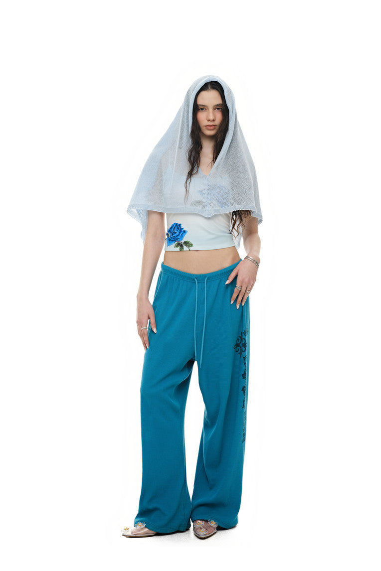 SHEER LINEN KNIT SHAWL (LIGHT BLUE)