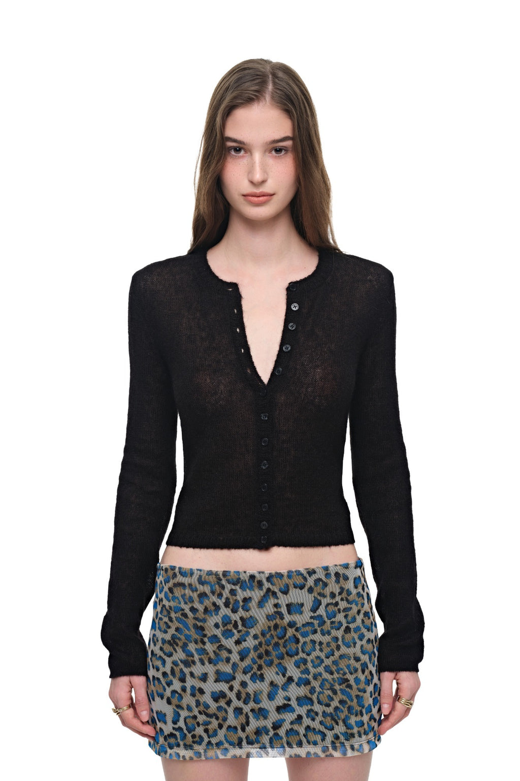 MOHAIR SLIM-FIT CARDIGAN (BLACK)