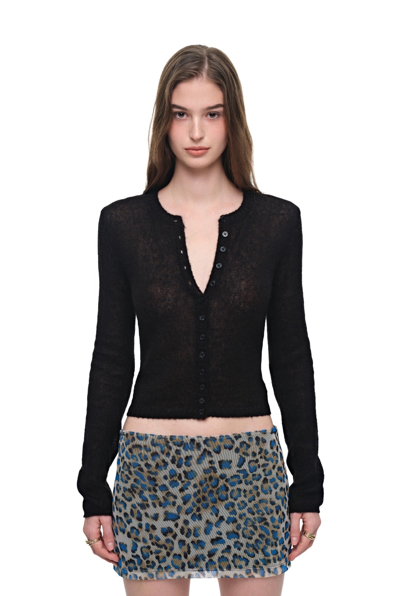 MOHAIR SLIM-FIT CARDIGAN (BLACK)