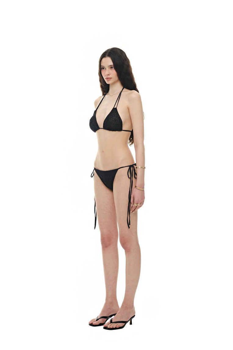 FLORAL BEADS BIKINI (BLACK)