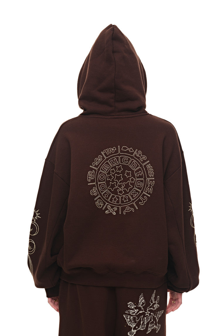ORNAMENT 03 STITCH ZIP-UP HOODIE (BROWN) - 10