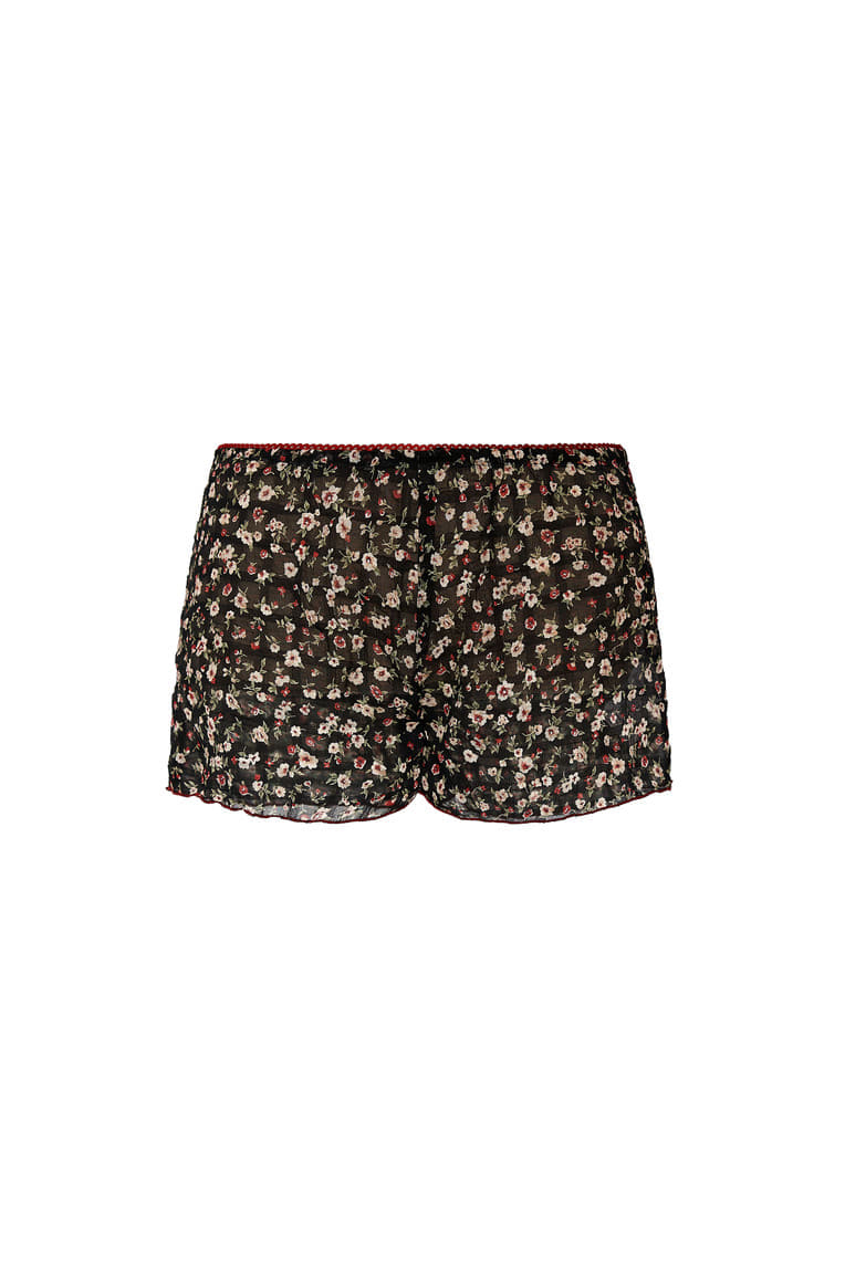 FLORAL MICRO SHORTS (BLACK)