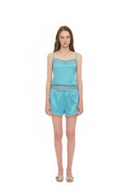ASYMMETRIC LACE TRIM SLIP SHORTS (BLUE)
