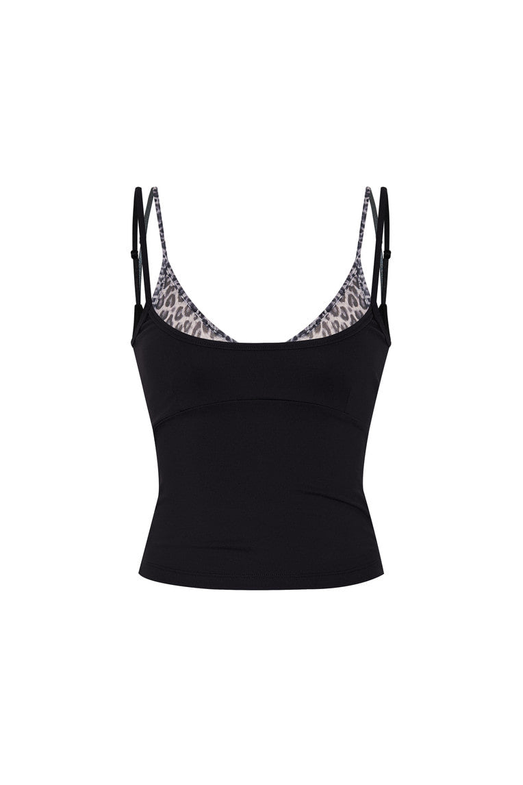 BRA-LAYERED SLEEVELESS TOP (LEOPARD/BLACK)