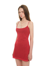 SPAGHETTI STRAP LACE MINI DRESS (RED)