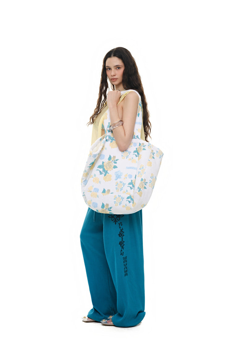 ROSE STENCIL TERRY BAG (WHITE)
