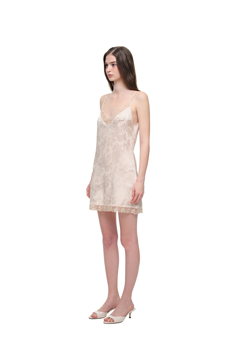 FLORAL HOTFIX MINI SLIP DRESS (LIGHT PINK)