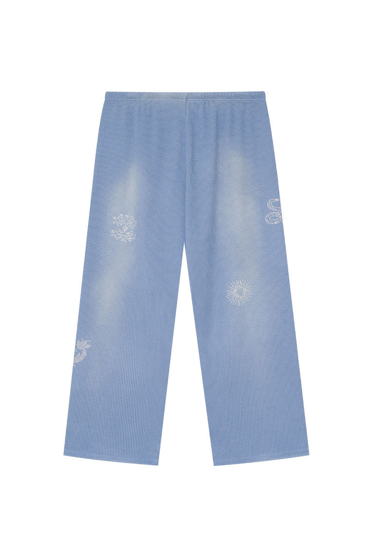 ZODIAC HOTFIX WAFFLE PANTS (WASHED BLUE)